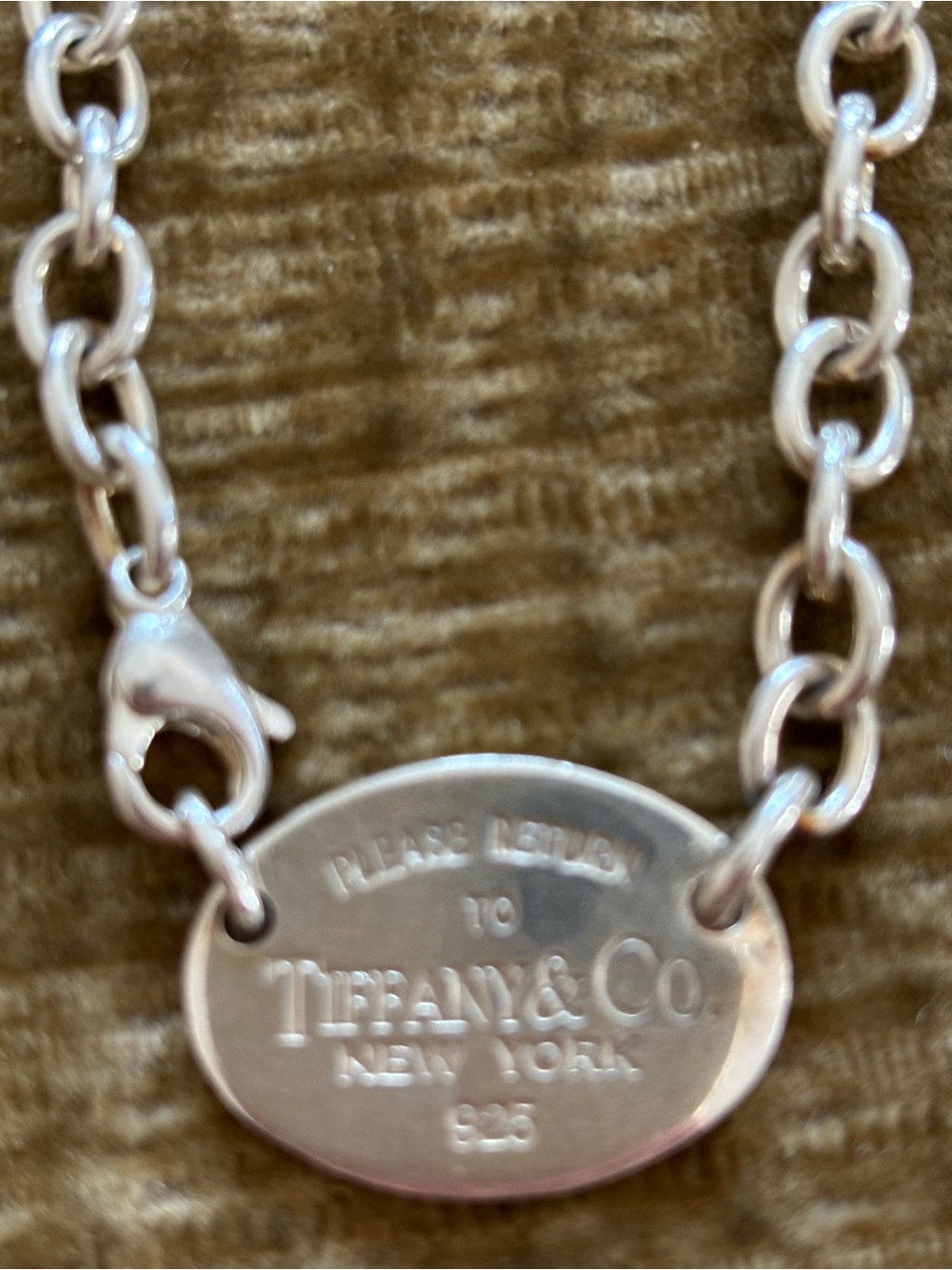 Tiffany & Co. Like Sterling Silver Oval Tag Necklace - Silver